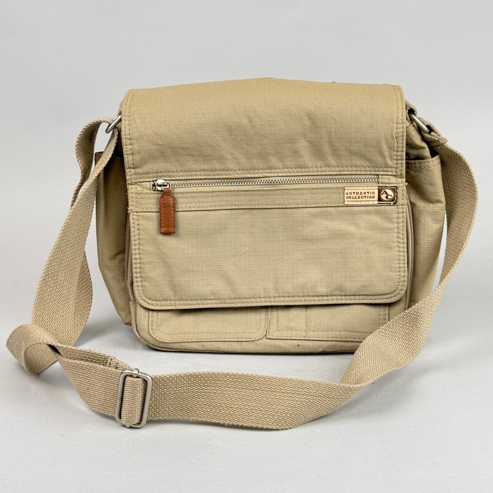 Authentic Collection Messenger Bag Unisex Medium Tan‎ Good Ripstop Crossbody
